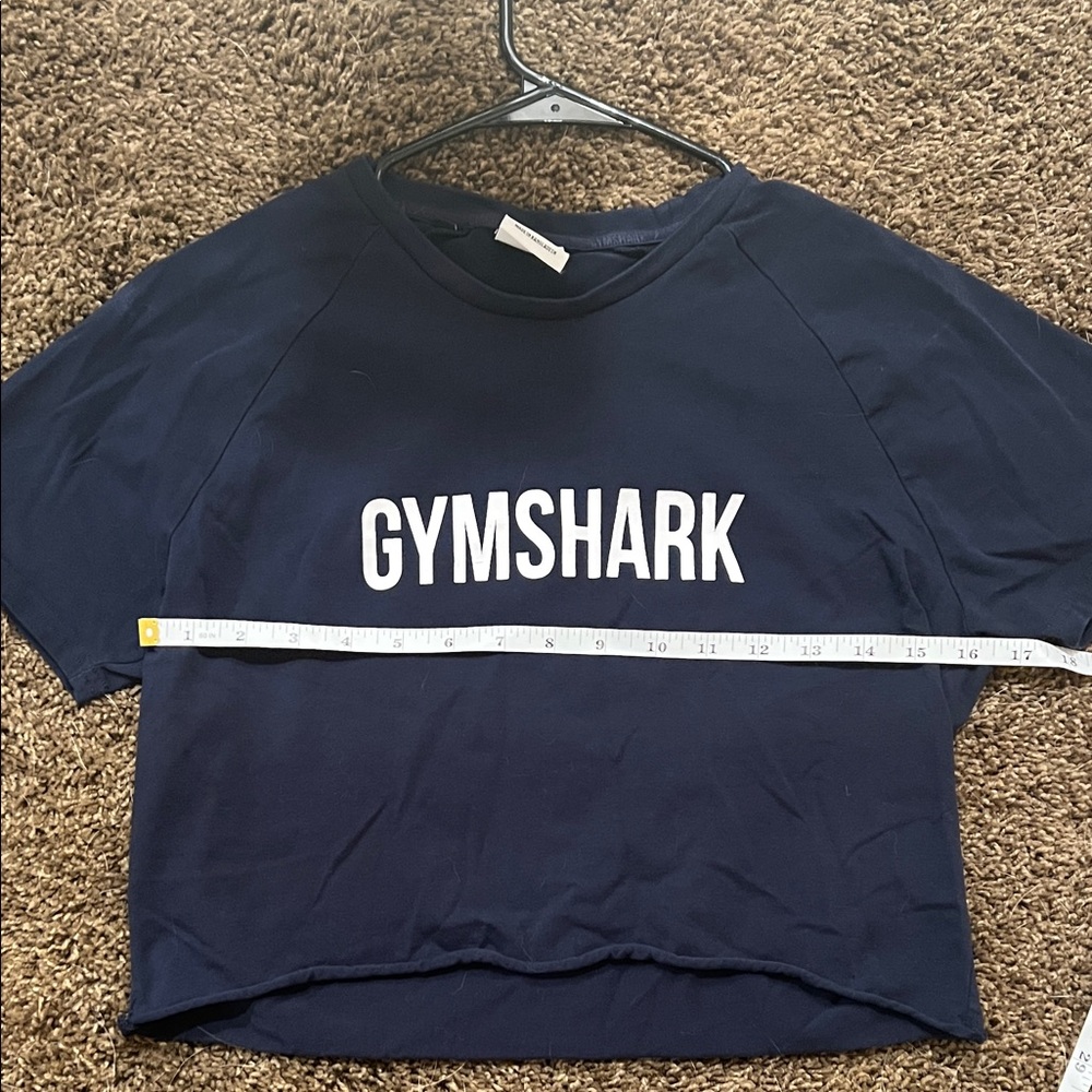 Gymshark Dark Blue Crop Top with White Logo - Picture 6 of 7